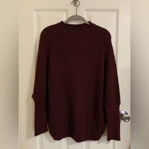 John Paul Richard | Maroon Batwing Mock Neck Sweater